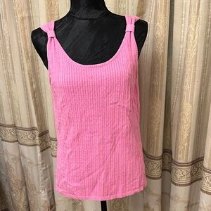 Pink Ribbed Knit Tank Top